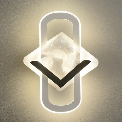 Rhombus Feather Iron Plastic Acrylic LED Wall Scone Lamp
