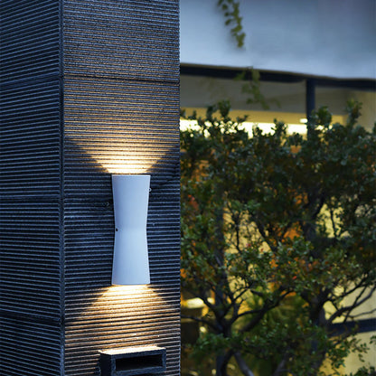 Outdoor Round Cylindrical Glass Iron LED Wall Scone Lamp