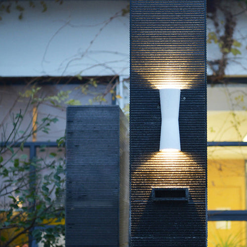 Outdoor Round Cylindrical Glass Iron LED Wall Scone Lamp