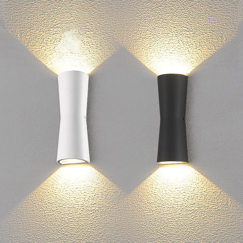Outdoor Round Cylindrical Glass Iron LED Wall Scone Lamp