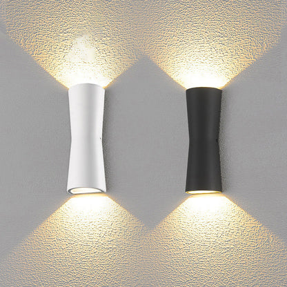Outdoor Round Cylindrical Glass Iron LED Wall Scone Lamp
