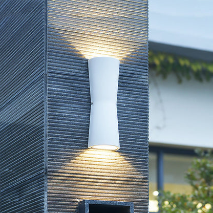 Outdoor Round Cylindrical Glass Iron LED Wall Scone Lamp