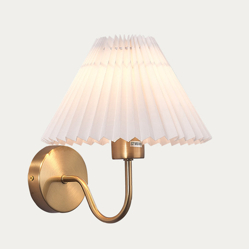 Round Cone Folding Fabric Iron 1-Light Wall Sconce Lamp