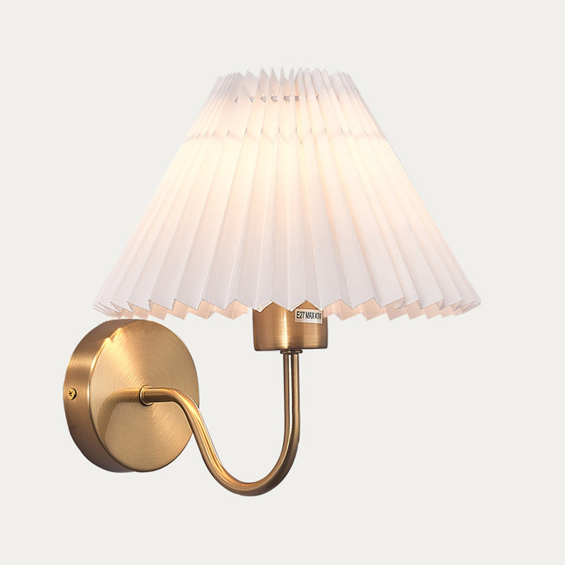 Round Cone Folding Fabric Iron 1-Light Wall Sconce Lamp