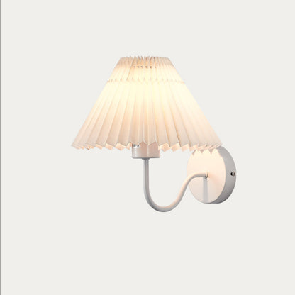 Round Cone Folding Fabric Iron 1-Light Wall Sconce Lamp