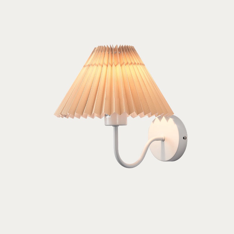 Round Cone Folding Fabric Iron 1-Light Wall Sconce Lamp