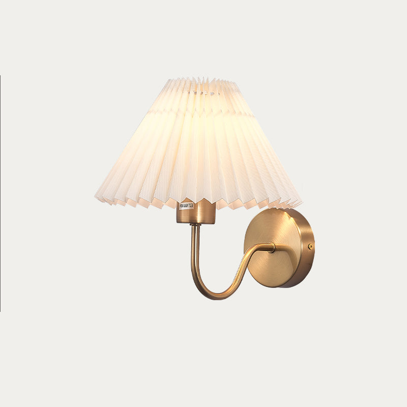 Round Cone Folding Fabric Iron 1-Light Wall Sconce Lamp