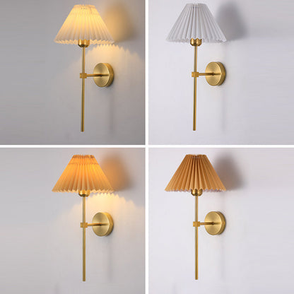 Cone Long Pole Iron Fabric 1-Light Wall Sconce Lamp