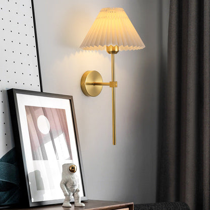 Cone Long Pole Iron Fabric 1-Light Wall Sconce Lamp