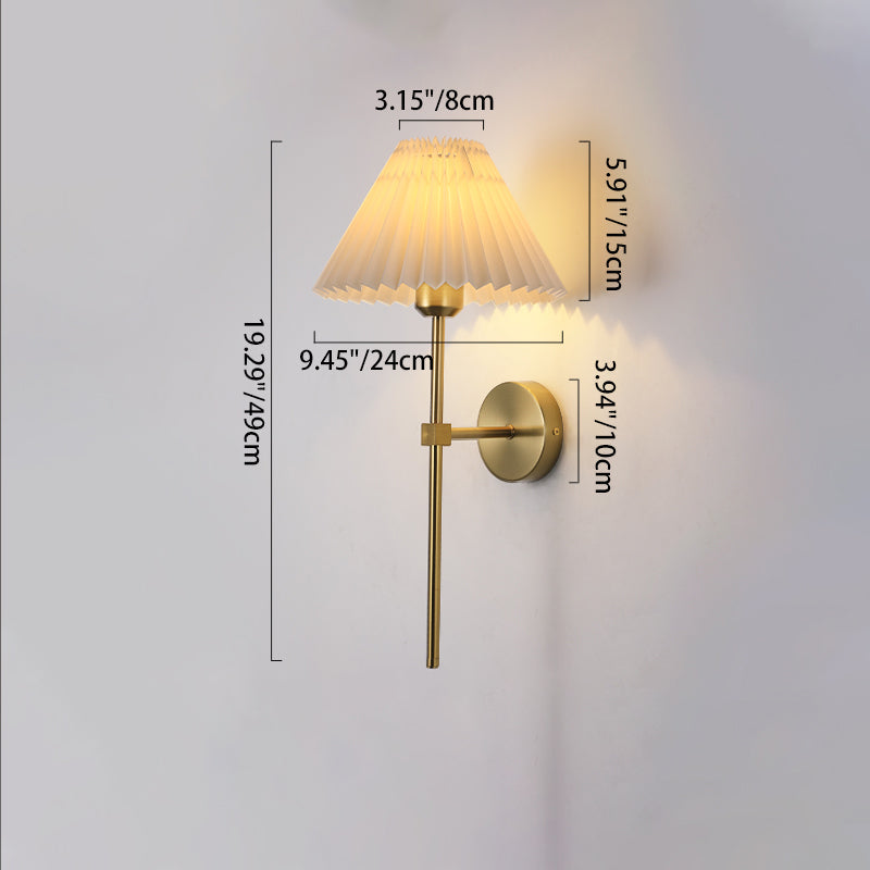 Cone Long Pole Iron Fabric 1-Light Wall Sconce Lamp