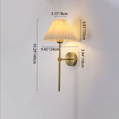 Cone Long Pole Iron Fabric 1-Light Wall Sconce Lamp