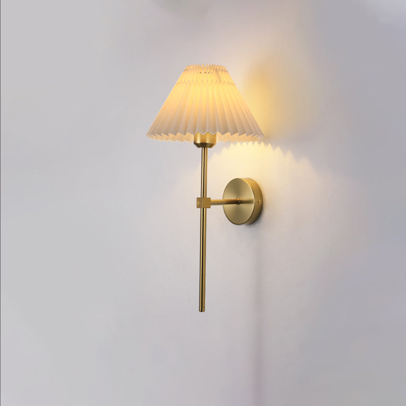Cone Long Pole Iron Fabric 1-Light Wall Sconce Lamp