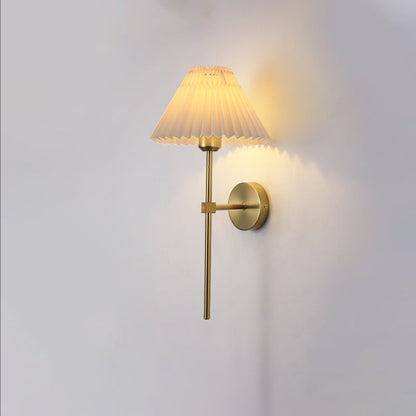 Cone Long Pole Iron Fabric 1-Light Wall Sconce Lamp