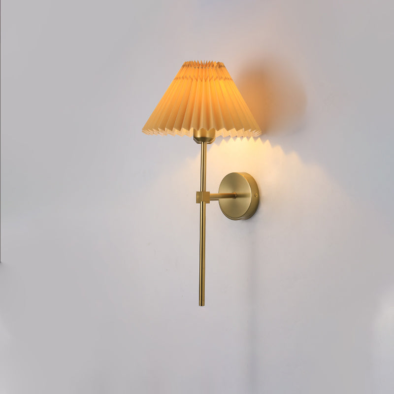 Cone Long Pole Iron Fabric 1-Light Wall Sconce Lamp