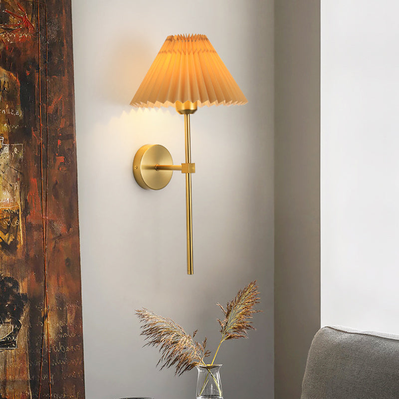 Cone Long Pole Iron Fabric 1-Light Wall Sconce Lamp