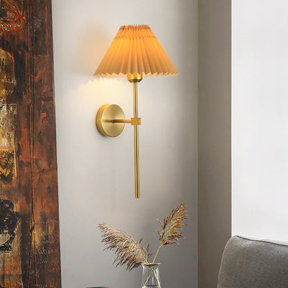 Cone Long Pole Iron Fabric 1-Light Wall Sconce Lamp