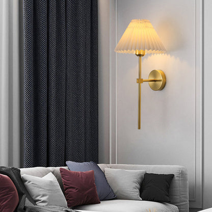 Cone Long Pole Iron Fabric 1-Light Wall Sconce Lamp