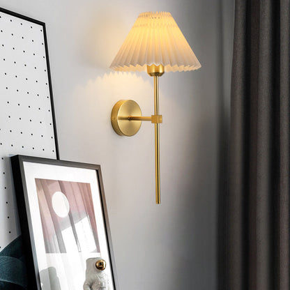 Cone Long Pole Iron Fabric 1-Light Wall Sconce Lamp