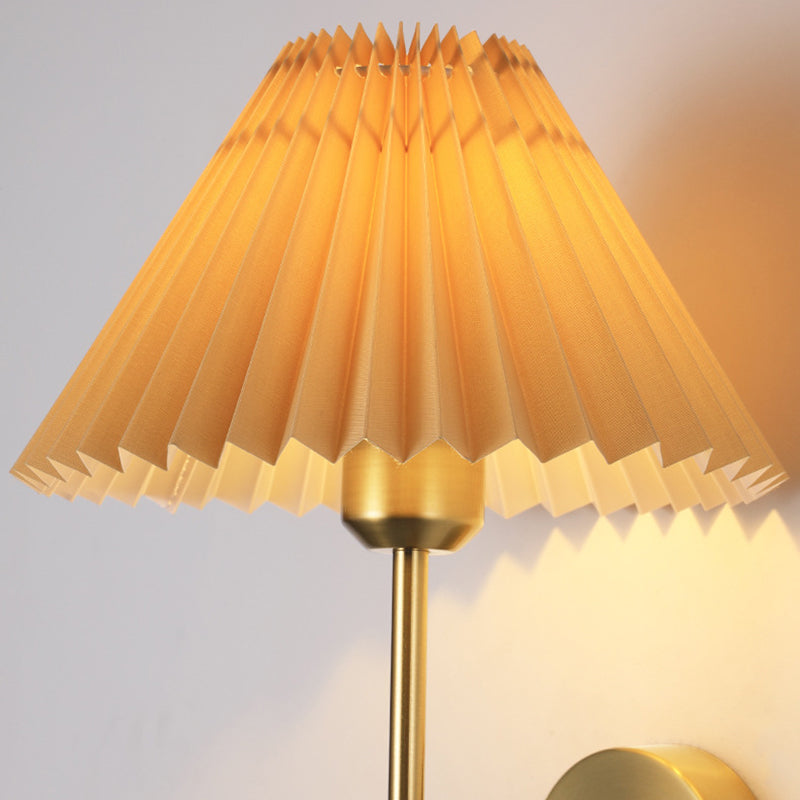 Cone Long Pole Iron Fabric 1-Light Wall Sconce Lamp