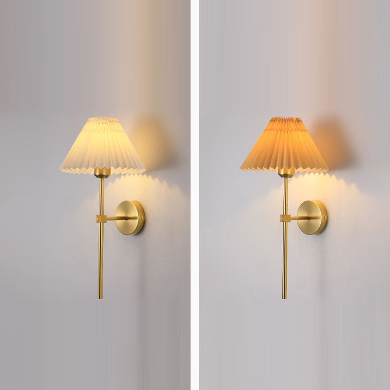 Cone Long Pole Iron Fabric 1-Light Wall Sconce Lamp