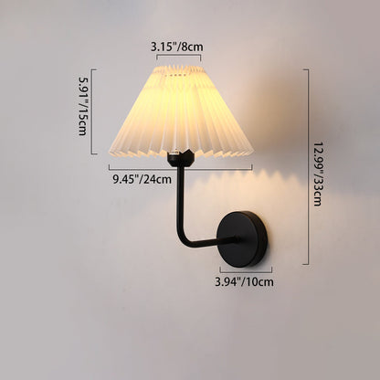 Round Pleated Iron Fabric 1-Light Wall Sconce Lamp