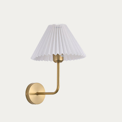 Round Pleated Iron Fabric 1-Light Wall Sconce Lamp