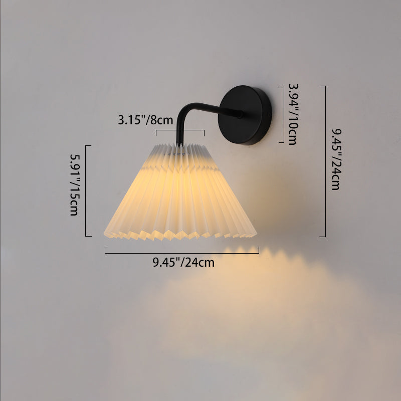 Round Pleated Iron Fabric 1-Light Wall Sconce Lamp