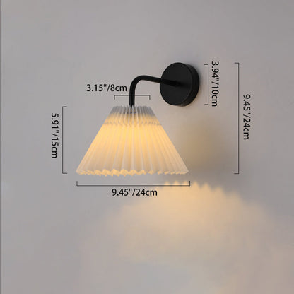 Round Pleated Iron Fabric 1-Light Wall Sconce Lamp