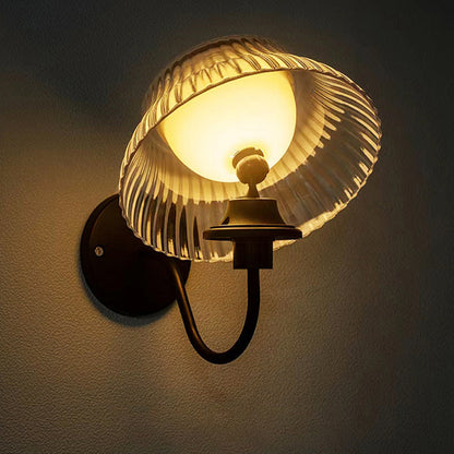 Round Curved Pole Iron ABS LED Outdoor Wall Sconce Lamp