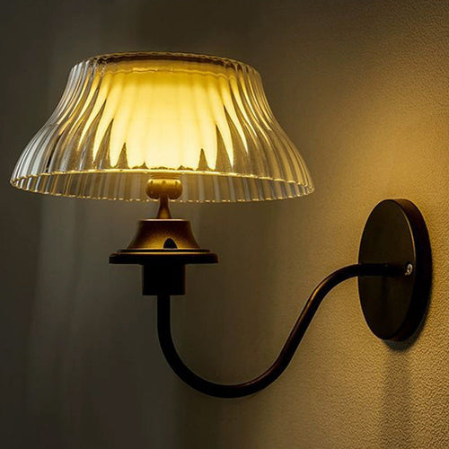 Round Curved Pole Iron ABS LED Outdoor Wall Sconce Lamp