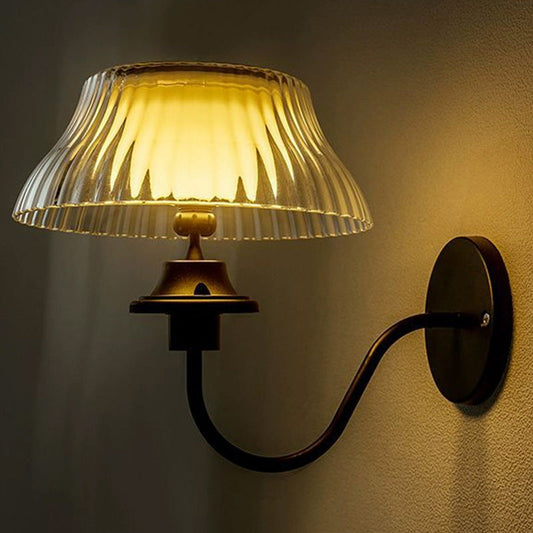 Round Curved Pole Iron ABS LED Outdoor Wall Sconce Lamp
