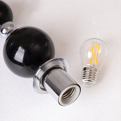 Round Multi Orb Glass Wood Iron 1-Light Wall Sconce Lamp