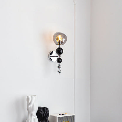 Round Multi Orb Glass Wood Iron 1-Light Wall Sconce Lamp