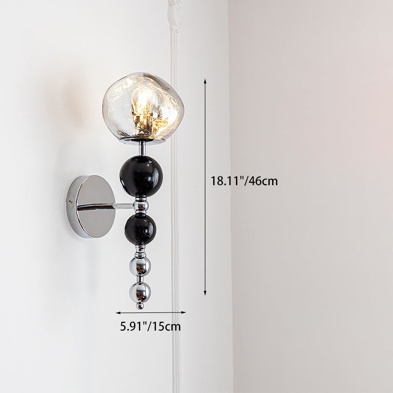 Round Multi Orb Glass Wood Iron 1-Light Wall Sconce Lamp
