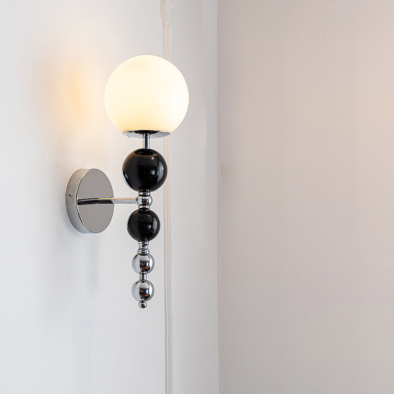 Round Multi Orb Glass Wood Iron 1-Light Wall Sconce Lamp