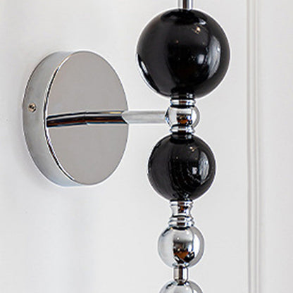Round Multi Orb Glass Wood Iron 1-Light Wall Sconce Lamp