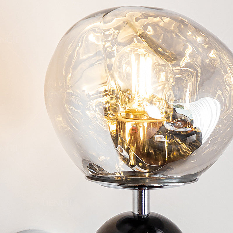 Round Multi Orb Glass Wood Iron 1-Light Wall Sconce Lamp