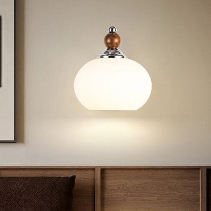 Traditional Oval Wood Iron Glass 1-Light Wall Sconce Lamp