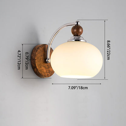Traditional Oval Wood Iron Glass 1-Light Wall Sconce Lamp
