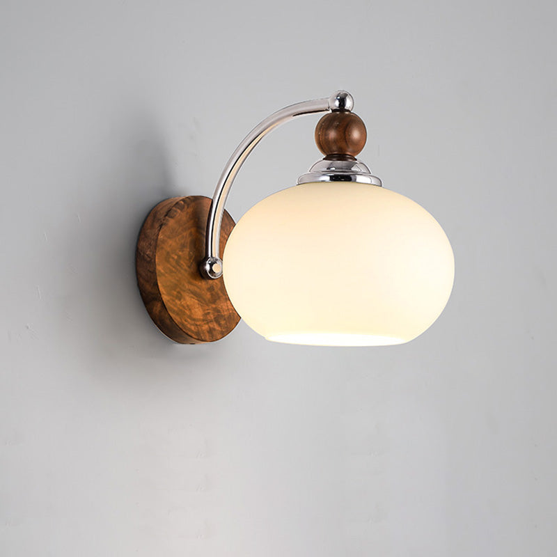 Traditional Oval Wood Iron Glass 1-Light Wall Sconce Lamp