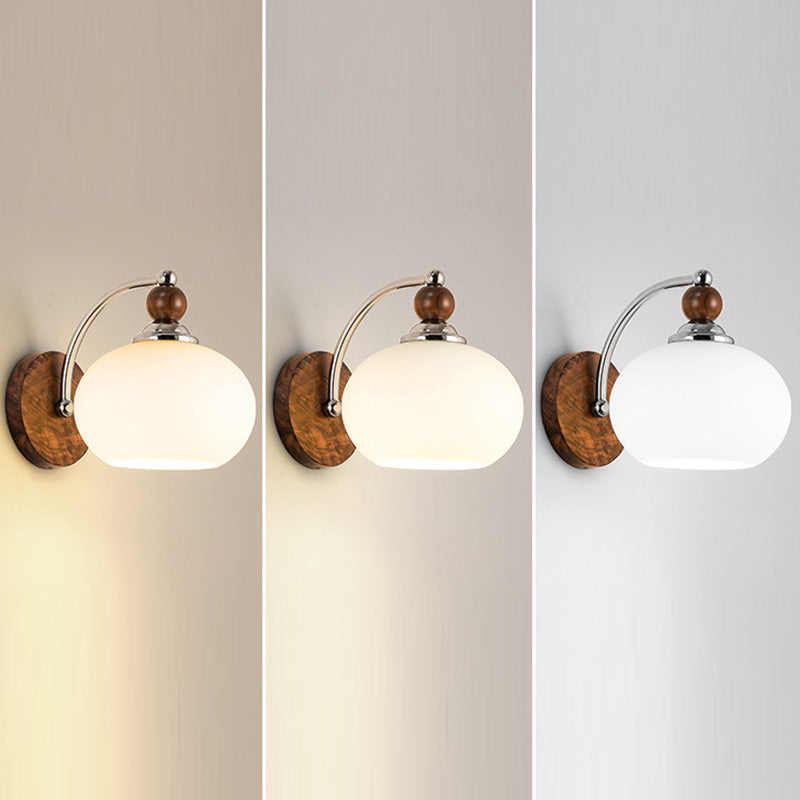 Traditional Oval Wood Iron Glass 1-Light Wall Sconce Lamp