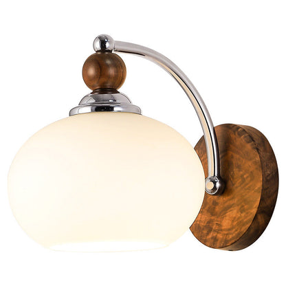 Traditional Oval Wood Iron Glass 1-Light Wall Sconce Lamp