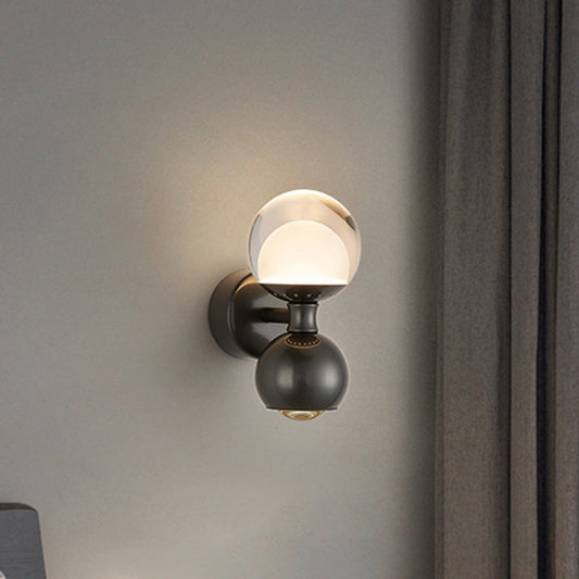 Round Orb Iron Aluminum Acrylic Glass LED Wall Sconce Lamp
