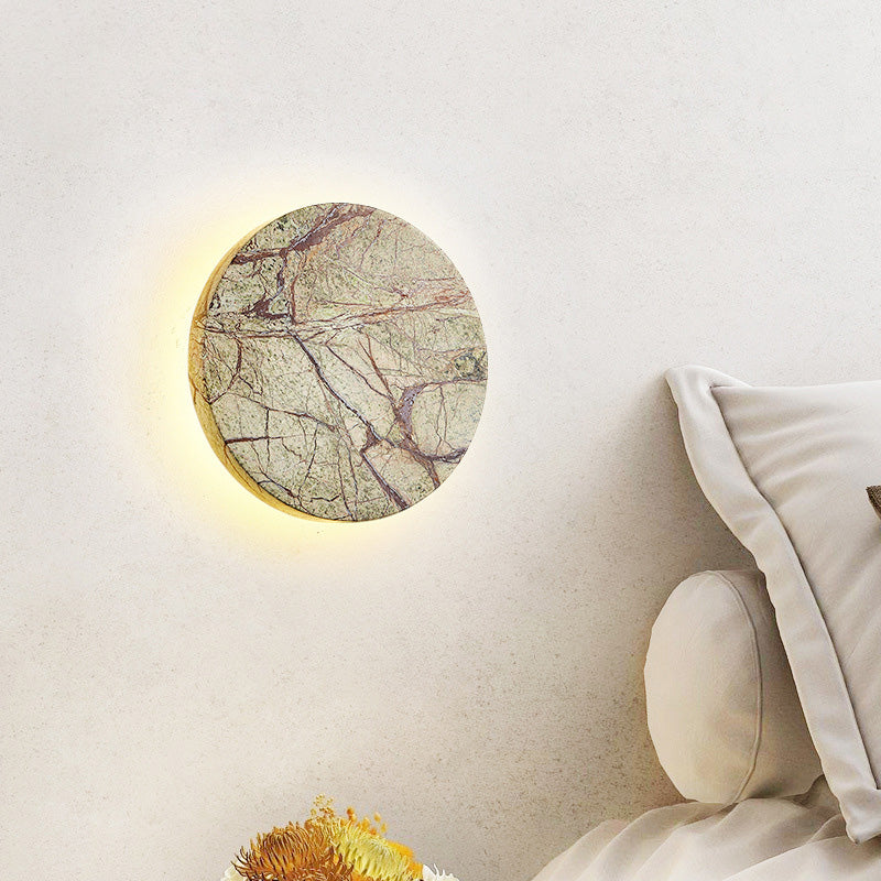 Contemporary Nordic Round Marble LED Wall Sconce Lamp