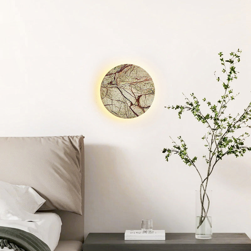 Contemporary Nordic Round Marble LED Wall Sconce Lamp