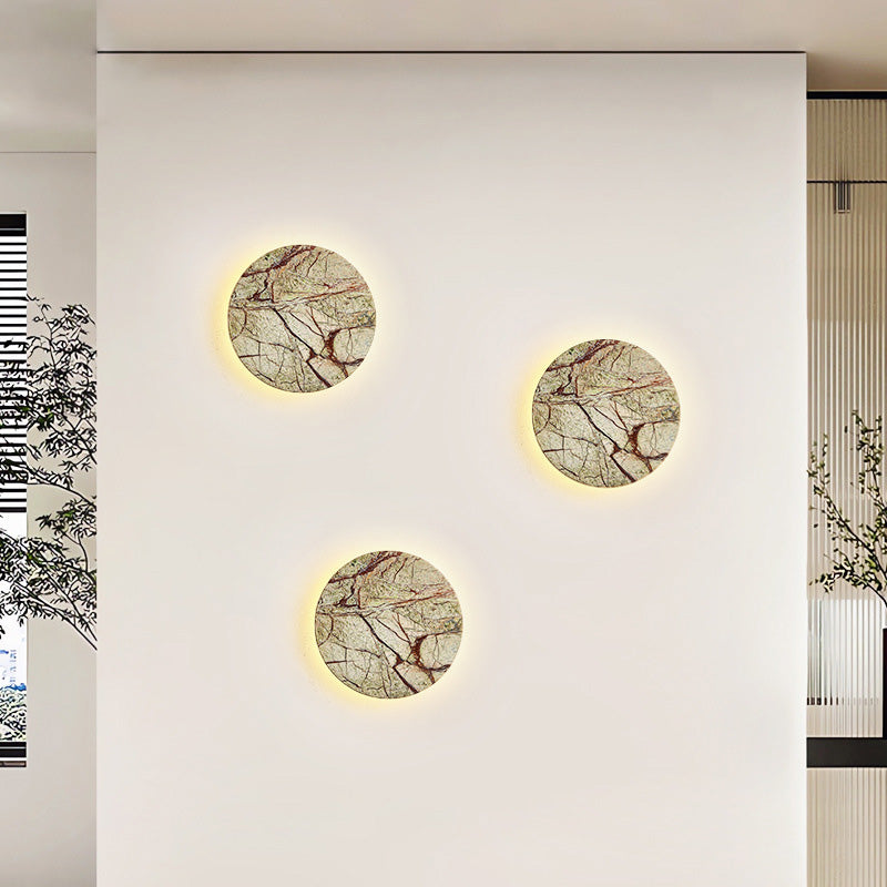 Contemporary Nordic Round Marble LED Wall Sconce Lamp