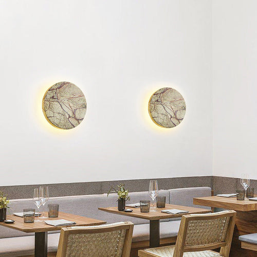 Contemporary Nordic Round Marble LED Wall Sconce Lamp