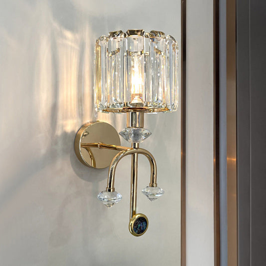 Nordic Round Cylinder Iron Crystal 1-Light Wall Sconce Lamp