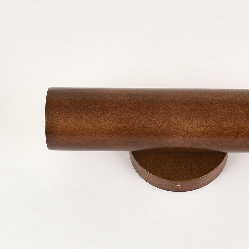 Chinese Cylinder Rubberwood LED Wall Sconce Lamp