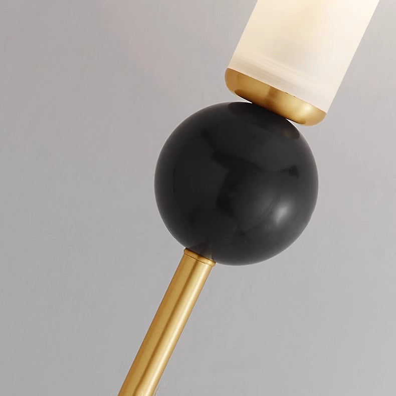 Cylinder Long Pole Copper Marble 1-Light Wall Sconce Lamp